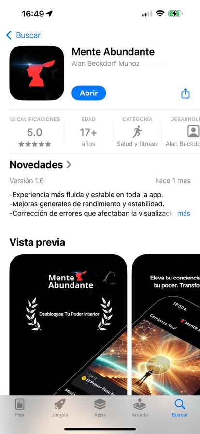 Pantalla de app con tienda
